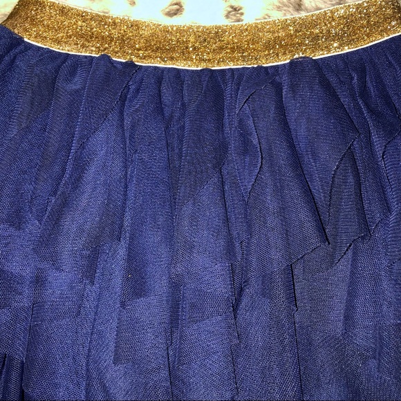 OshKosh layered chiffon navy blue and gold skirt sz 7/8 - Picture 2 of 4